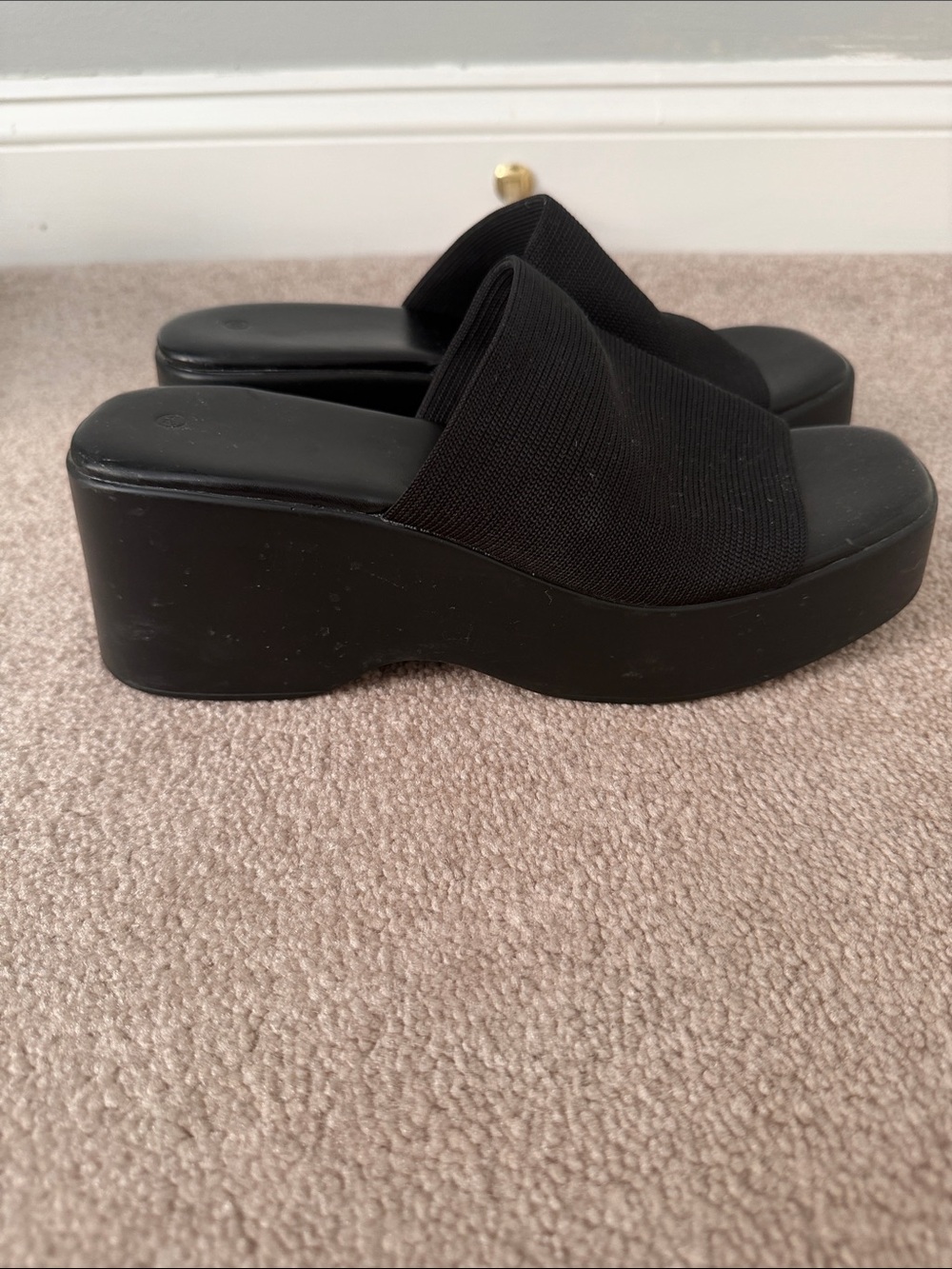 Black Platform Slide Sandals